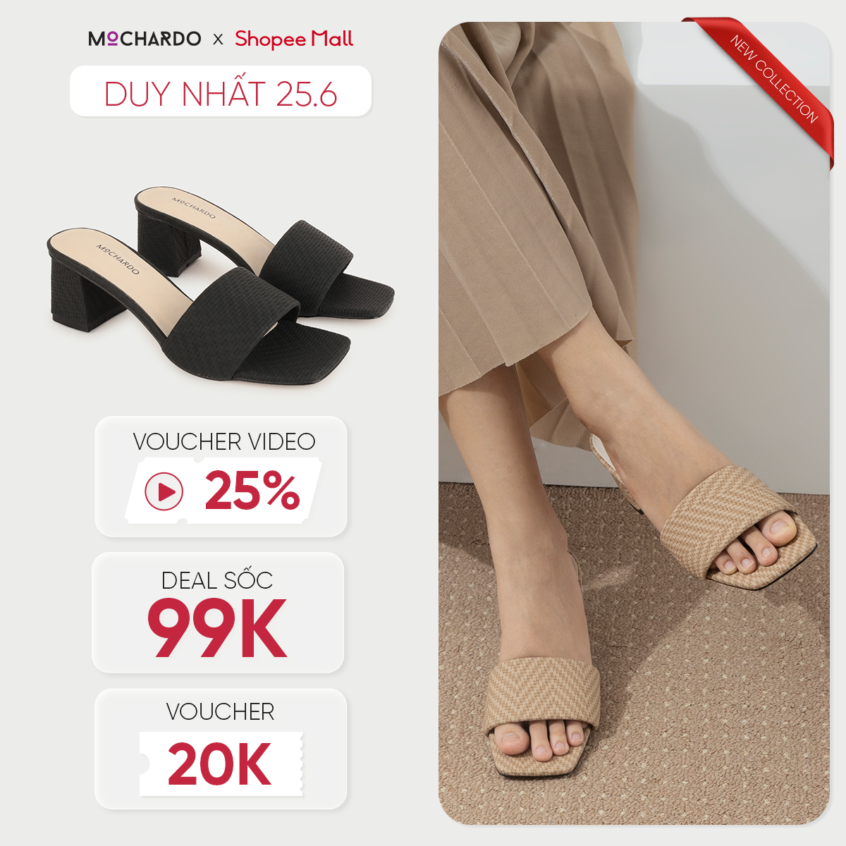 Dép Cao Gót MOCHARDO Quai Ngang Sang Chảnh TM-001